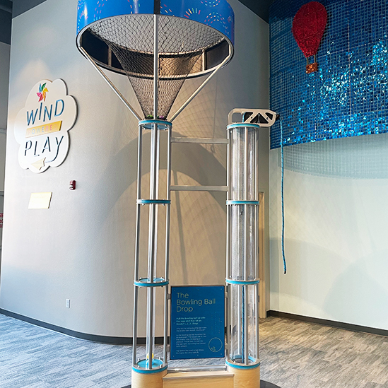 close up image of the bowling ball drop component